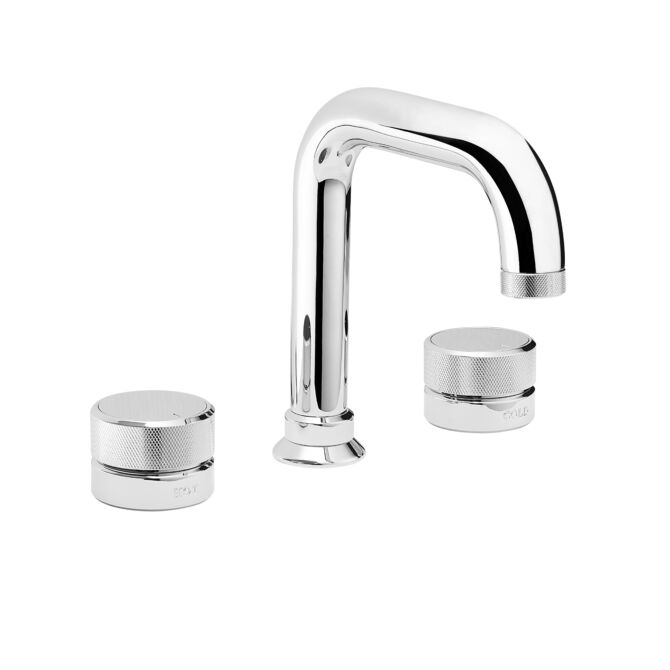 Deck Mounted Lavatory Faucet with Curved Spout
