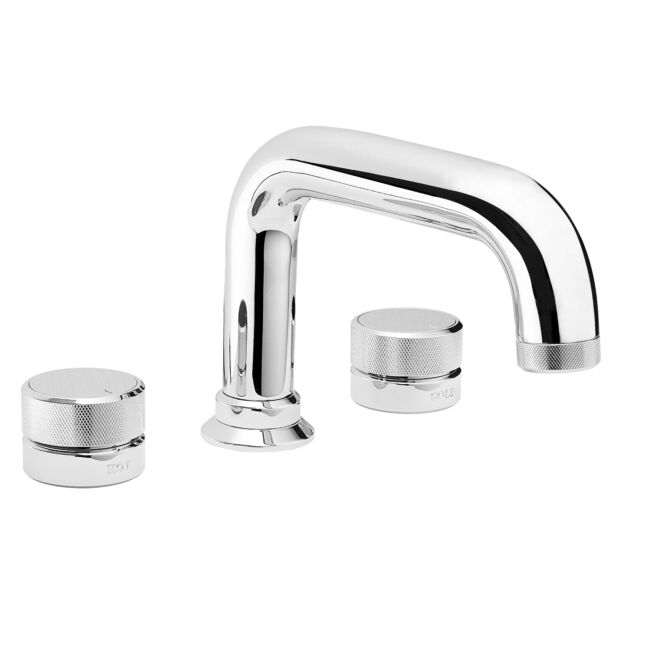 Deck Mounted Bath Faucet with Curved Spout