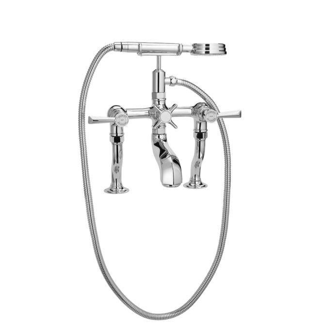 Deck Mounted Bath Filler with Hand Shower – Lever